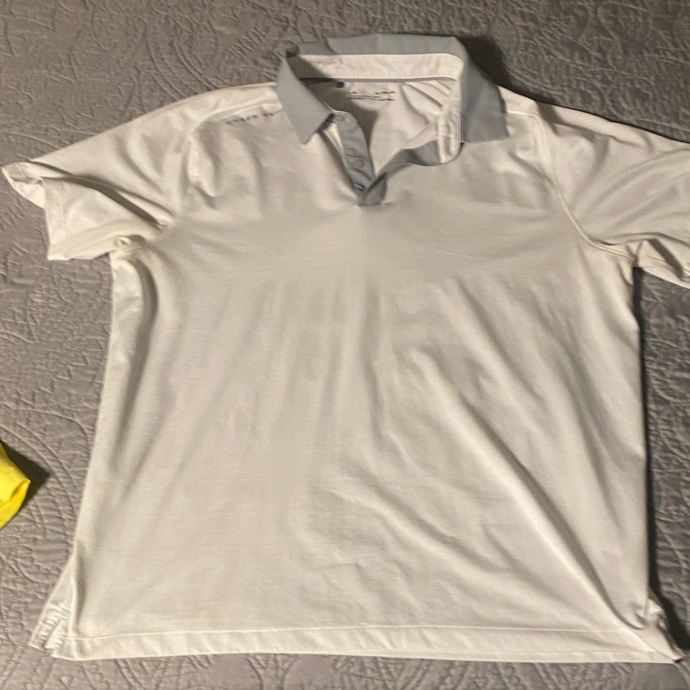 Under Armour White Polo Shirt with Gray Collar